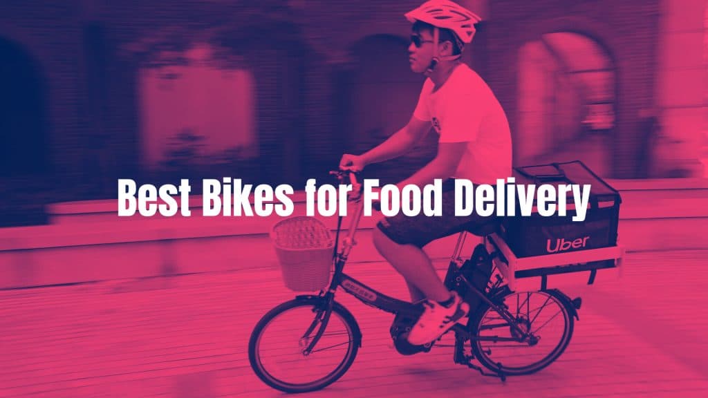 a boy delivering food on a bike
